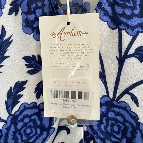 NWT ARNHEM Carolina Porcelain Maxi Dress Sz 4 US - Picture 8 of 13